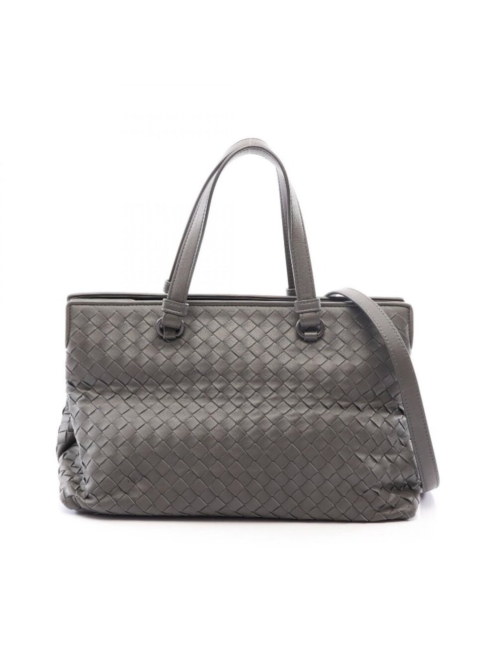 Bottega Veneta Tote Intrecciato 2-Way Gray Leather Handbag